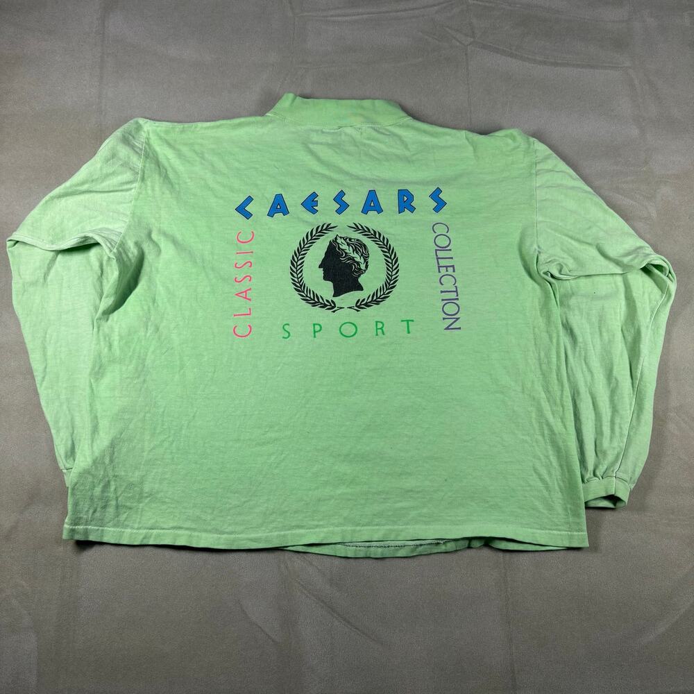 Vintage Caesars Palace Shirt Mens‎ XL Green Long Sleeve 100% Cotton USA Made